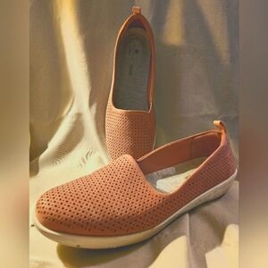 Clarks, Women's Perforated Slip-On Shoes - Tan